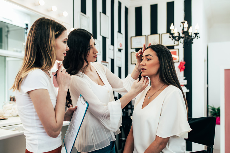 esthetician students learning